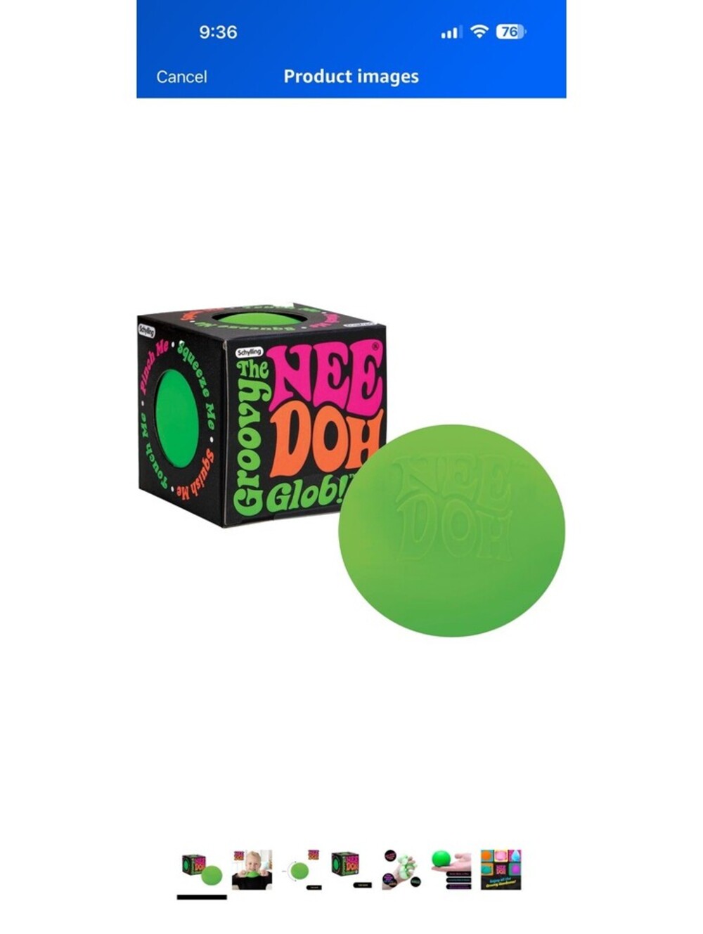Schylling Nee Doh Groovy Glob GREEN Stress Reliever Squeeze Ball